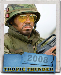 Robert Downey Jr. is Kirk Lazarus in Tropic Thunder