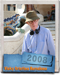 Woody Allen on the set of his latest film Vicky Cristina Barcelona