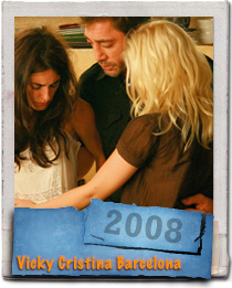 Penelope Cruz and Scarlett Johansson and Javier Bardem in the 2008 Woody Allen film Vicky Cristina Barcelona